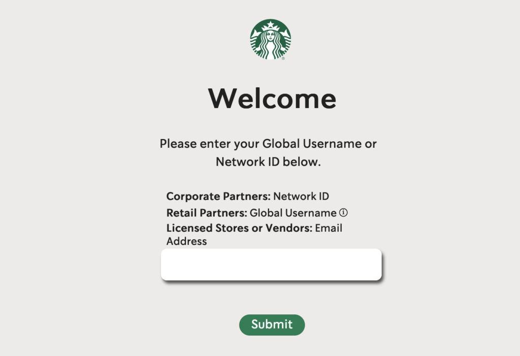 Starbucks Partner Central Login Page